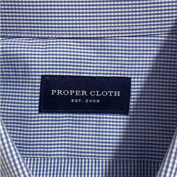 Proper Cloth Shirt Light Blue Check Size Small 19x30 100% Cotton - Picture 7 of 9